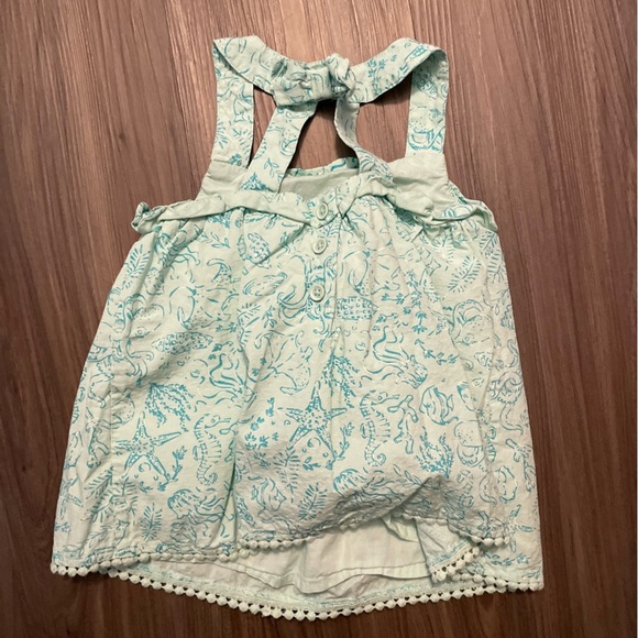 Tommy Bahama Kids Tank Top - Light Blue and Cream ocean print size 4T - Picture 2 of 6
